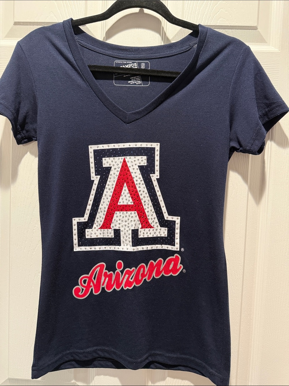 Arizona Women's Navy V-Neck Tee with Red Diamond Logo